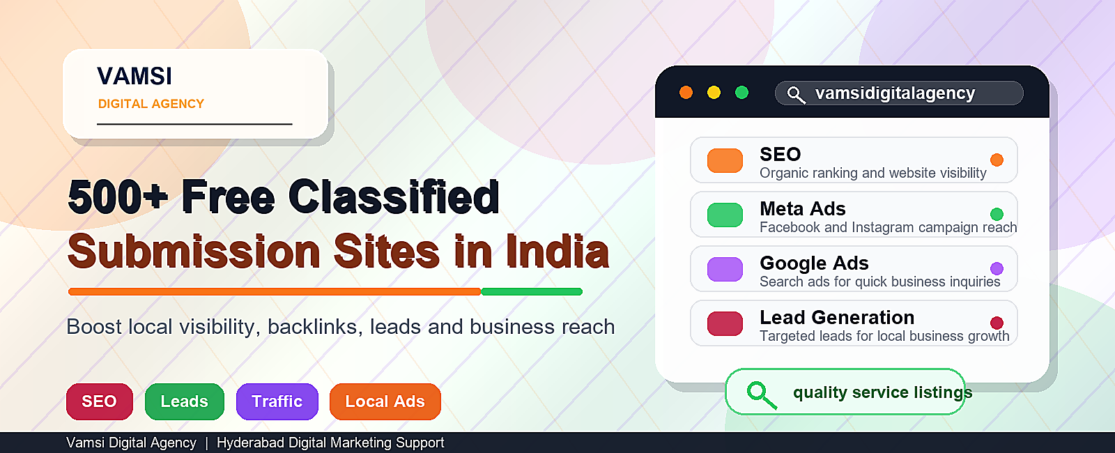 500+ Free Classified Submission Sites in India by Vamsi Digital Agency